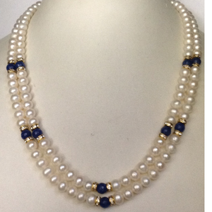White Round Pearls With Chakri Necklace 2 Lay