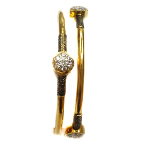 22kt gold round shaped cz diamond kadli bangl