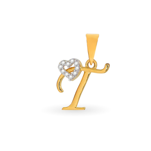 ' t ' alphabet 18k gold pendant