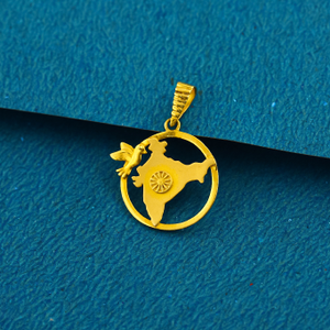 22K Indian Map Design Fancy Gold Pendant