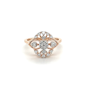 14k Rose Gold Ring with Diamond Blossom in VV