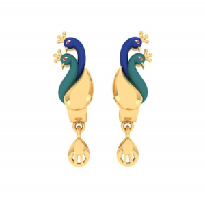 22kt gold attractive peacock design earring p