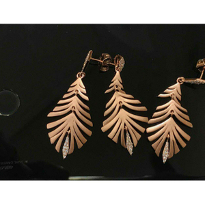 92.5 Sterling Silver Rose Gold Leaf Shape Ear