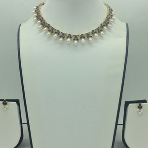 Blue Cz and Pearls Necklace Set JNC0192