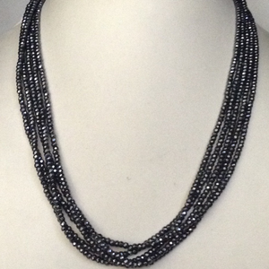 Natural gunmetal round faceted beeds 5 layers