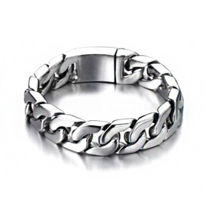 18 Kt Real Solid White Gold Heavy Link Men's 