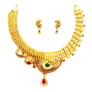916 gold antique necklace set mga - gn023