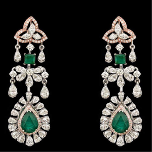 Diamonds and Emeralds Ear Hangings&nbsp;JSJ0033