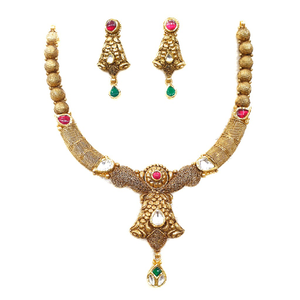 916 gold antique necklace set mga - gn010