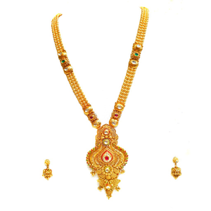 22k gold antique rajwadi necklace with jumar 