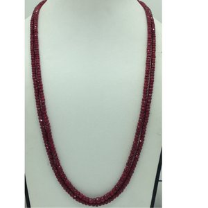 Natural red ruby round faceted beeds 2 laye
