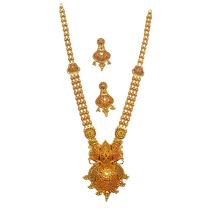 916 gold antique rajwadi necklace set mga - g