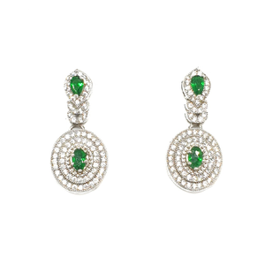 925 Sterling Silver Green Diamond Earring MGA