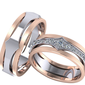 silver & rose gold mix couple ring