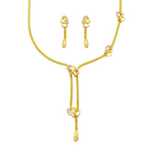 916 Gold CZ Heart Design Necklace Set SO-N003