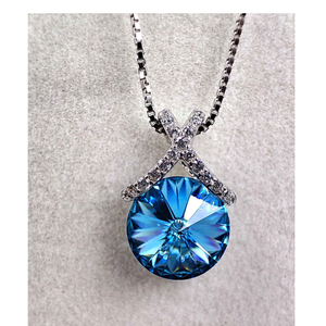 925 silver blue diamond pendant with box chai