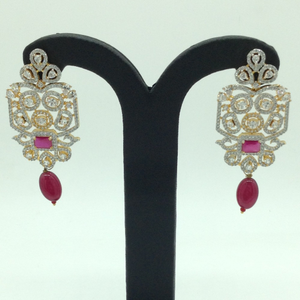 White and Red CZ Stones Ear Hangings JER00