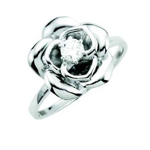 silver with Cz rose flower ring