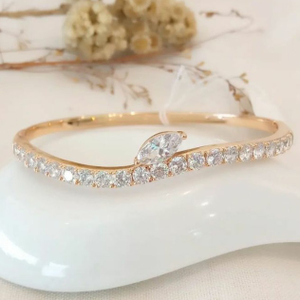20 carat rose gold CZ leaf design bracelet rh