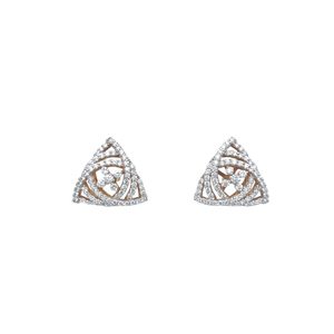 Geometric Diamond And Gold Stud Earrings