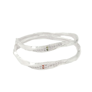 Curving With Stones 925 Silver Bangle