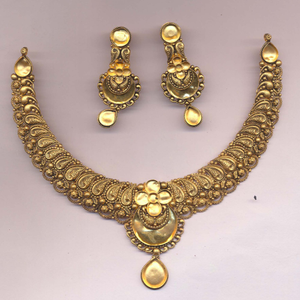 22kt gold antique khokha necklace set pj-n008