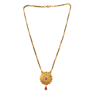 One Gram Gold Forming Single Line Mangalsutra
