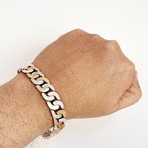 18 kt rose gold italian cuban link men's brac