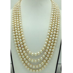 Cream&nbsp;Sea Water Cultured Pearls 4 Layers Nec