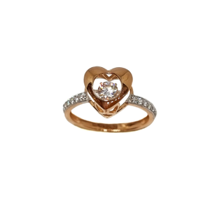 18K Rose Gold Heart Shape Movable Diamond Rin