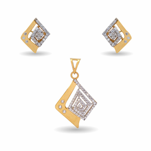 22k Gold CZ Pendant Set