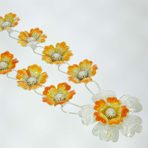 Orange Silver Flower Mala For Pooja