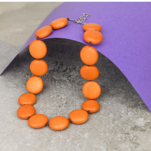 Turmeric Lucy Short Round Wooden Necklace