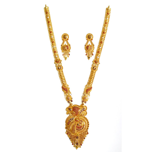 22k Gold Kalkatti Designer Long Necklace Set 