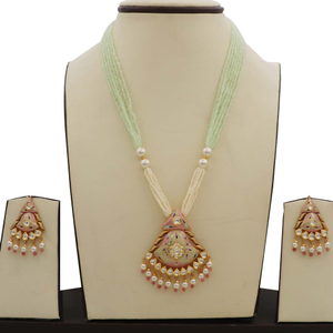 Colourful pearl classy gold studded necklace 