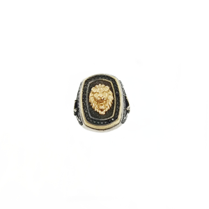 Lion & Side Sword Design Ring In 925 Ster