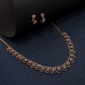 Fancy 14kt spiral diamond necklace set