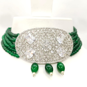 Green Beads multi string with silver design c