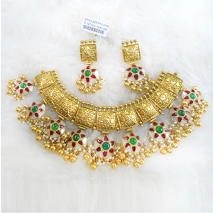 Gold Antique Jadtar Necklace Set RHJ 2506