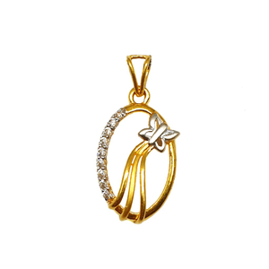 22K Gold Oval Shaped Butterfly Pendant MGA - 