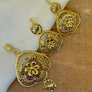 22k Gold Plain Designer Turkish Pendant Set