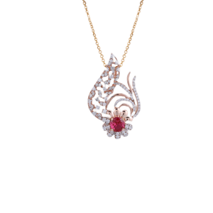 18K Gold Lab Grown Diamond Floral Design Pend