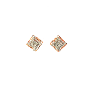 14kt rhombus shape diamond studs in rosegold
