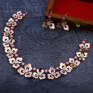 18CT Rose Gold Flower Design Necklace Set RN9