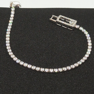 Silver diamond line bracelet