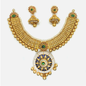 916 Gold Antique Bridal Necklace Set RHJ-6041