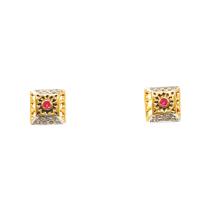 22K Gold Square Shaped Earrings MGA - BTG0282