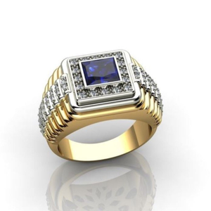Fine Jewelry 18 Kt Yellow Gold Blue Sapphire 