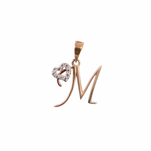 'M' Alphabet 18k Rose Gold Pendant