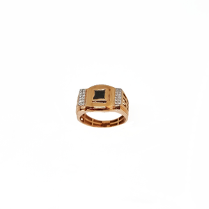 Black Stone Rose Gold Gents 18K Ring MGA - GR
